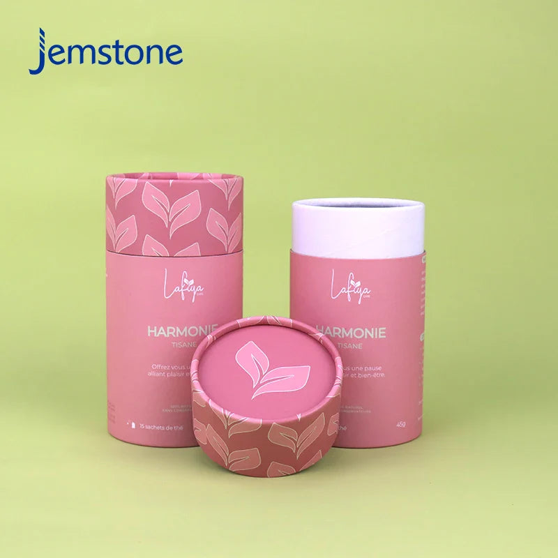 Eco-Friendly Custom Logo Round Luxury Kraft Cardboard Food Tea Bag Coffee Beans Powder Paper Tube Loose Tea Cylinder Packaging