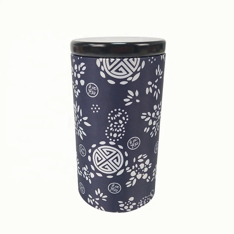 Wholesale Tea Package Printing Logo Cardboard Cylinder Round Cardboard Paper Tube Packaging Box with Wood Lid
