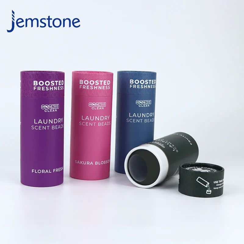 Eco-Friendly Custom logo  Kraft Cardboard Laundry Scent Beads Cylinder Packaging Bath Salt Paper Tube