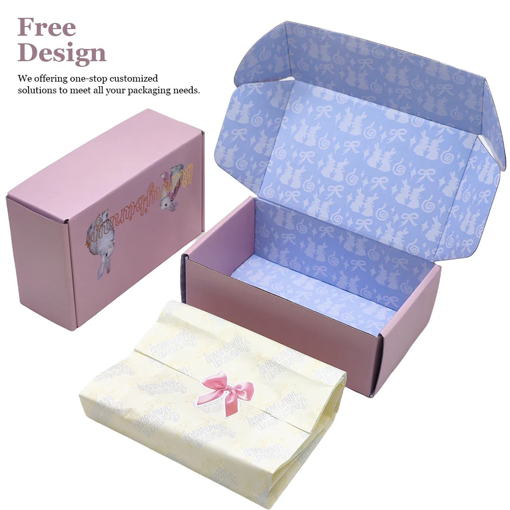 Custom Corrugated Mailer Cardboard Hot Stamping Pink Shipping Boxes for Clothing Shoe Perfume Packaging Paper Boxes for Business