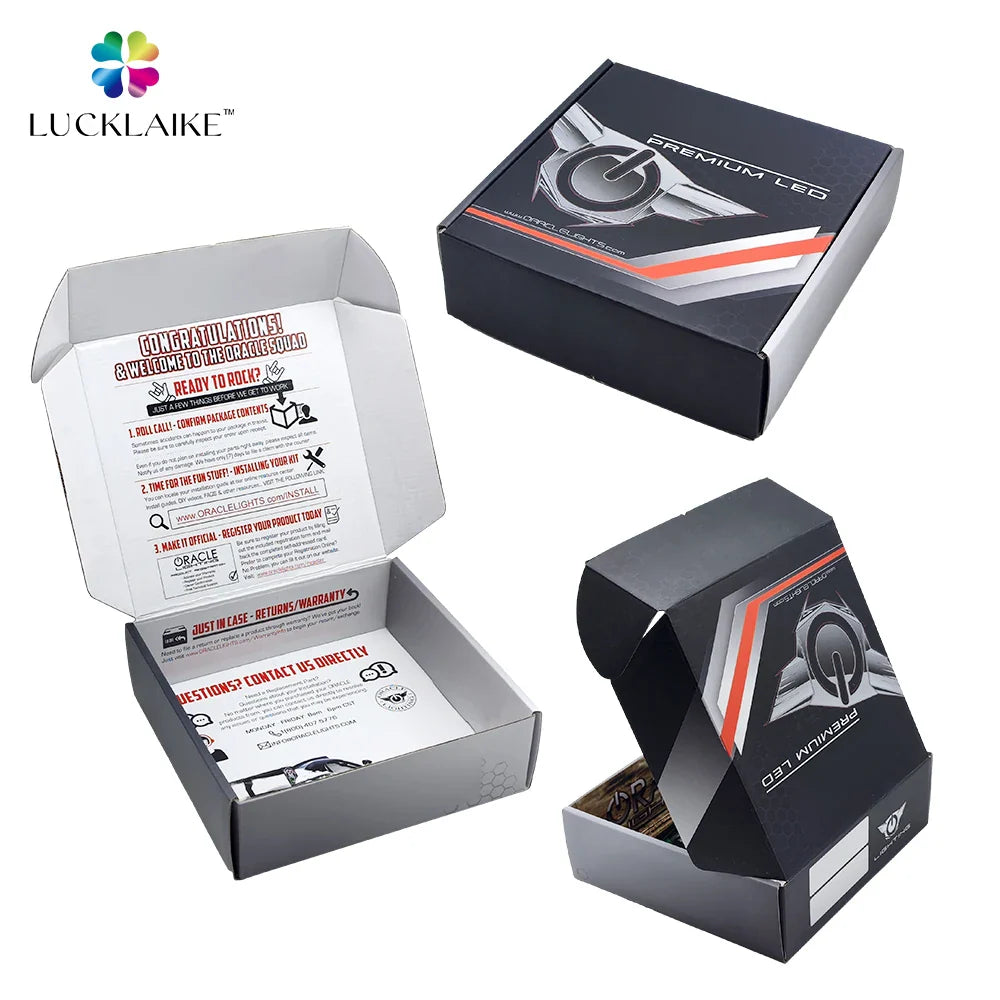 Custom Printed E-Commerce Packaging Box Corrugated Cardboard Papierkarton Mailer Black Post Cajas Shipping Box