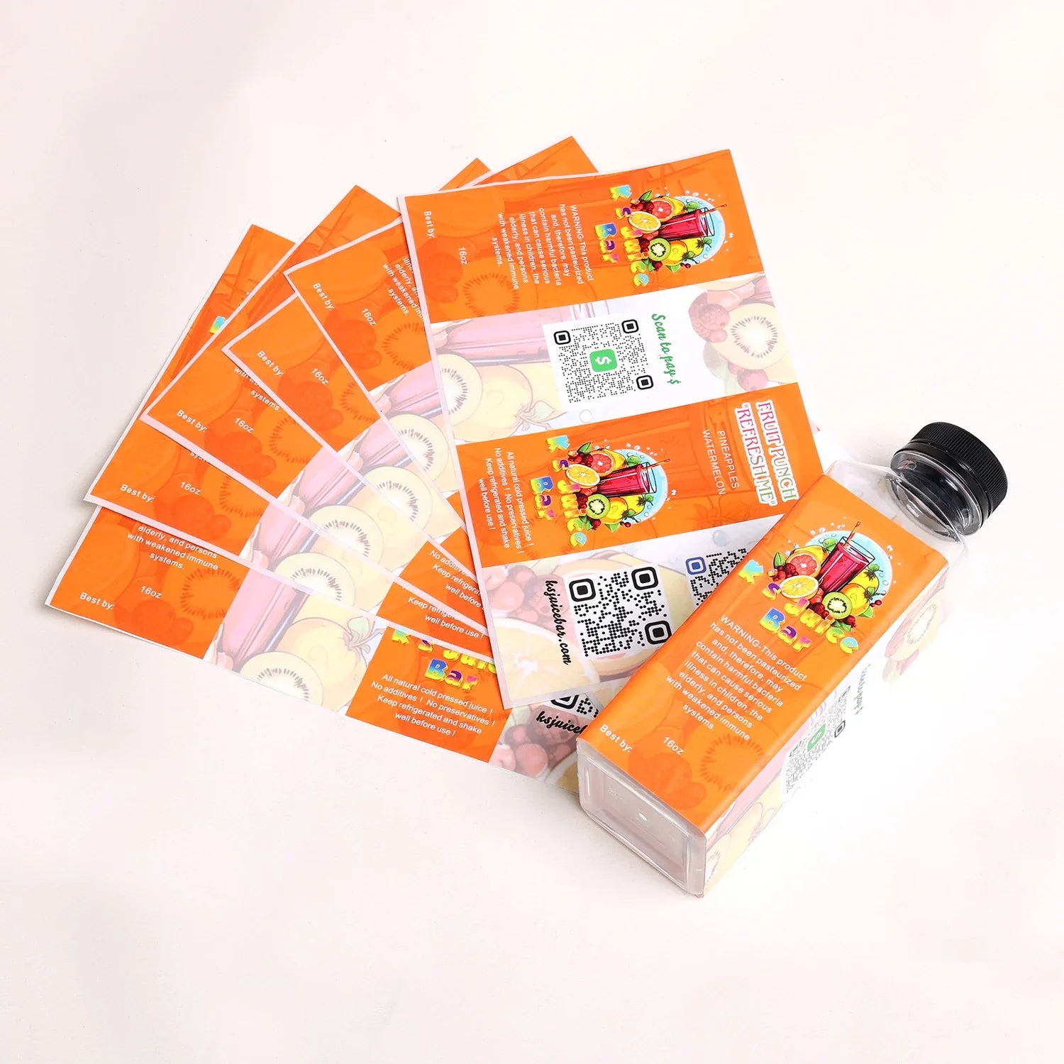Manufacturer Custom Bopp Printing Logo 12oz 32oz Beverage Mango Juice Bottle Packaging Sticker Empty Plastic Bottles With Labels