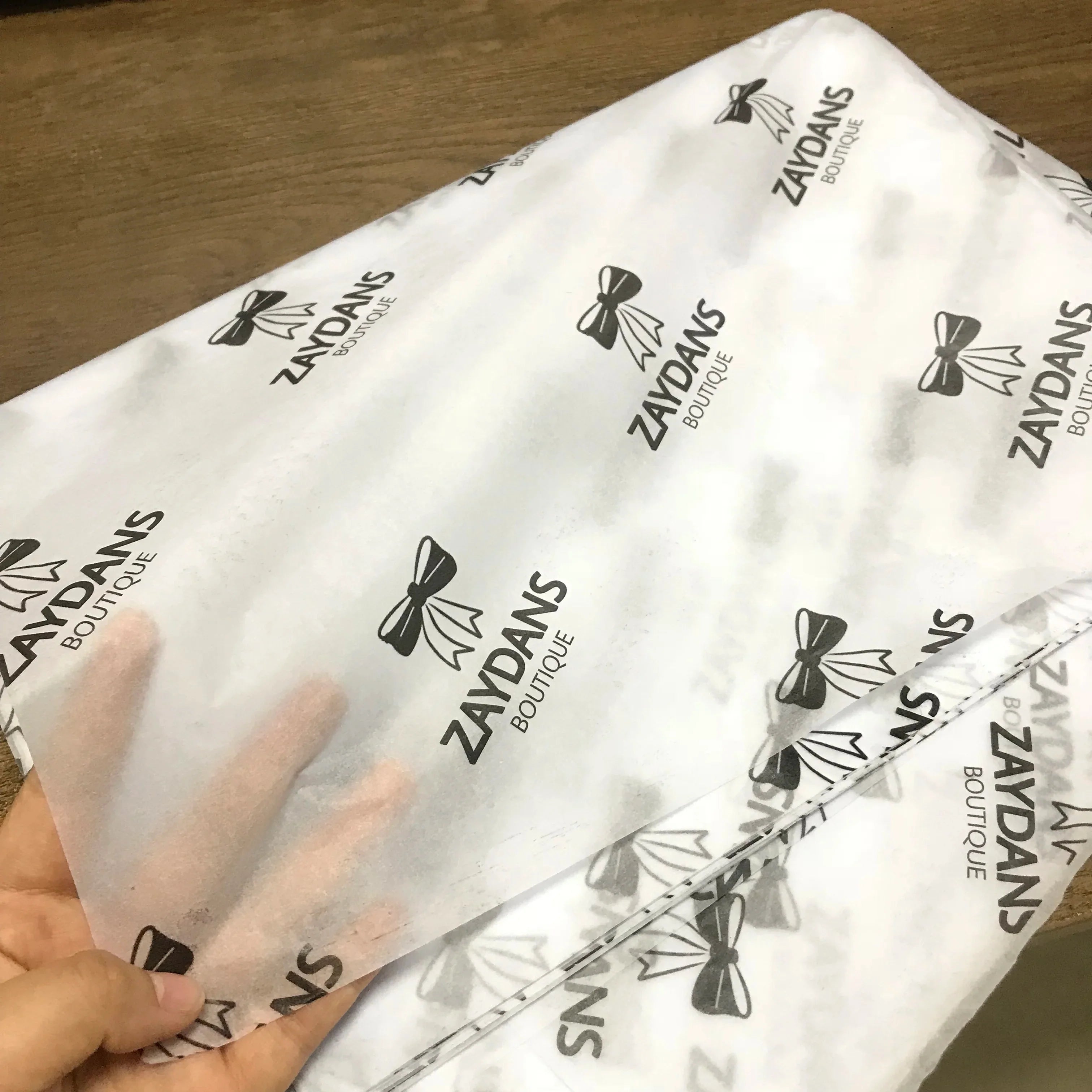 OEM/ODM Customized Luxury Waterproof White and Black Wrapping Paper with Own logo Thin Wrap Paper for Shoes/box/bags/books/Gift