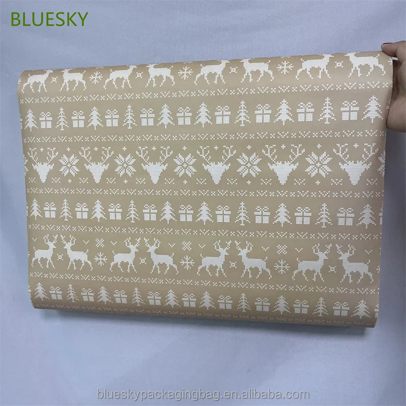Retail Christmas Wrapping Paper Wholesale Christmas Paper Certified Christmas Wrap Seasonal Holiday Packaging Paper