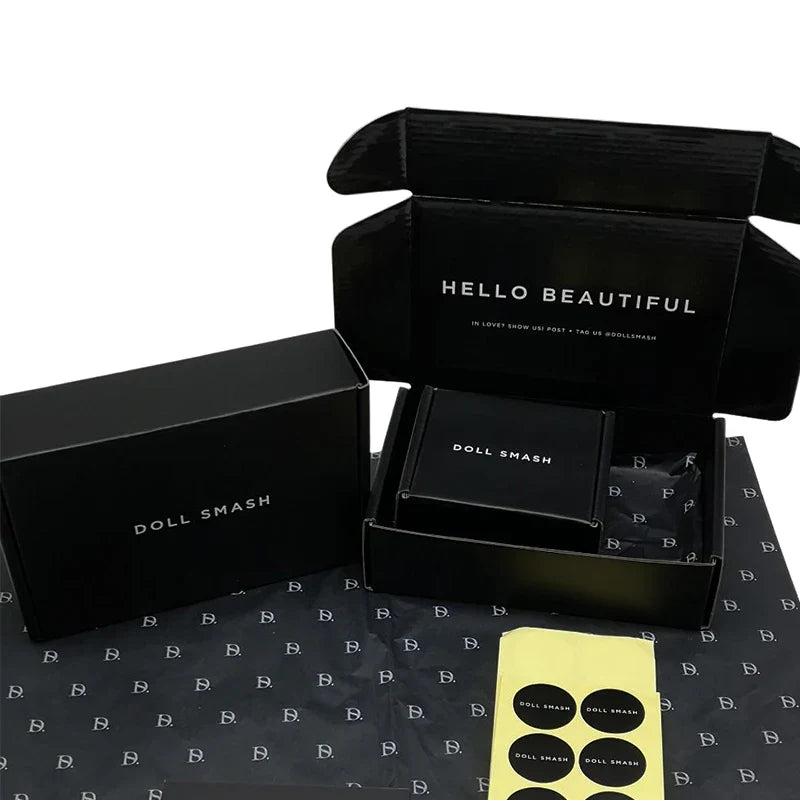 Wholesale Eco Friendly Cardboard Tuck End Box Black Skincare Cosmetic Beauty Gift Recycled Corrugated Mailer Package Box