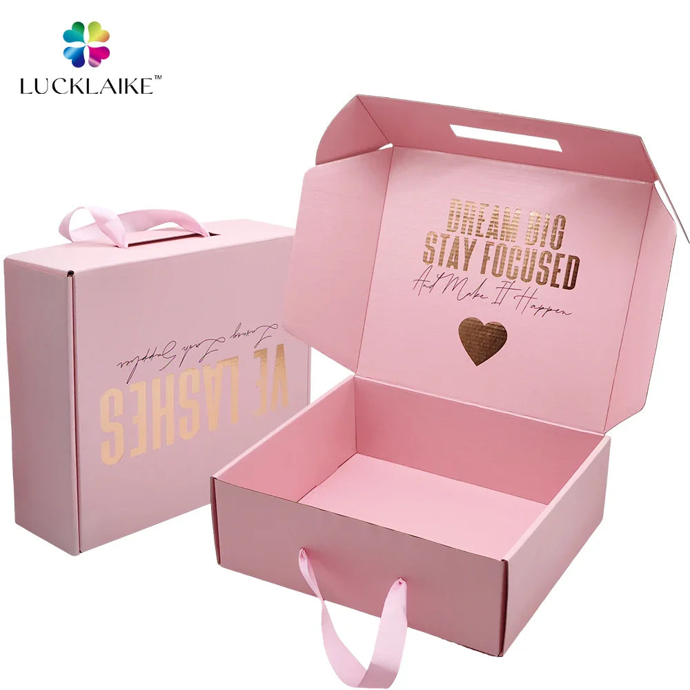Customizable Recycled Portable Luxury Pink Cosmetic Perfume Postal Packing Paper Cardboard Packaging Boxes for Shipping