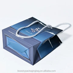 OEM/ODM Customized Logo Blue Paper Bag Paper Shopping Bag Paper Gift Bag Paper Packaging Bag for Retail Wedding Paper Bags