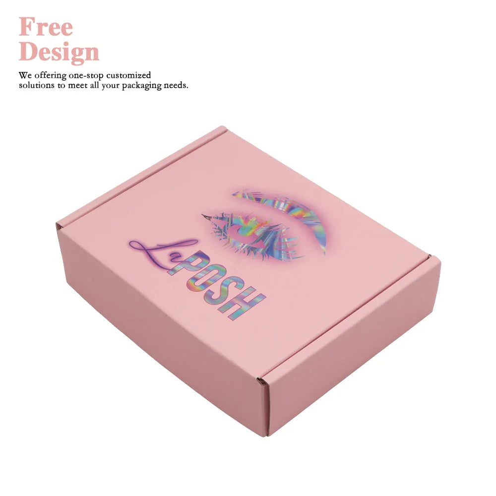 Customized Luxury Personalized Matte Pink Shipping Mailing Parcel Package Paper Lash Packaging Boxes for Clothing