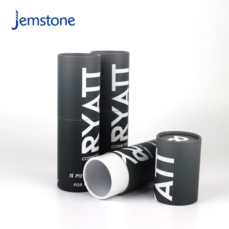 Eco-Friendly Custom logo Black Kraft Cardboard Food Tea Coffee Tube Packaging Cosmetic Perfume Essential Oil Bottle Paper Tube