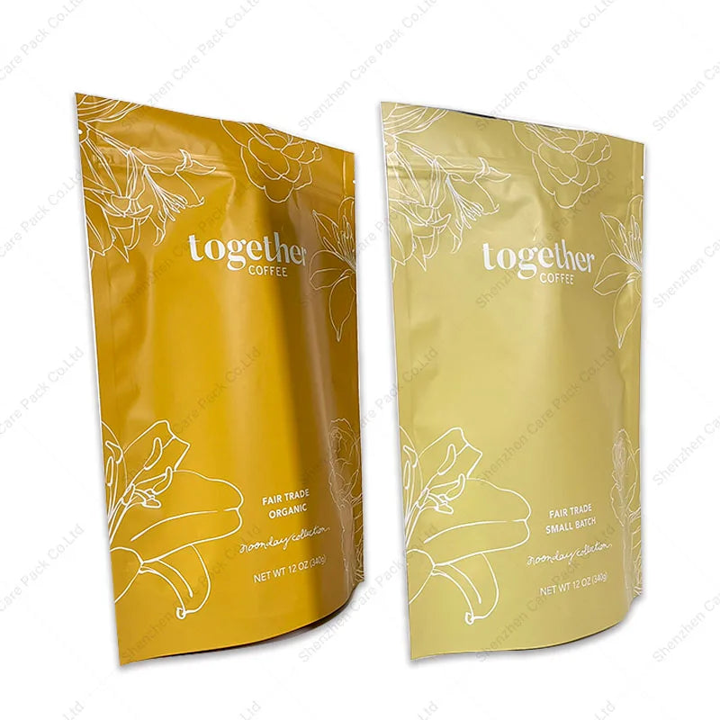 Custom Printed Plastic Coffee Bean Dry Fruit Stand up Pouch with Zipper Cafe Glossy High Quality Pet Food Snack Bag Packaging
