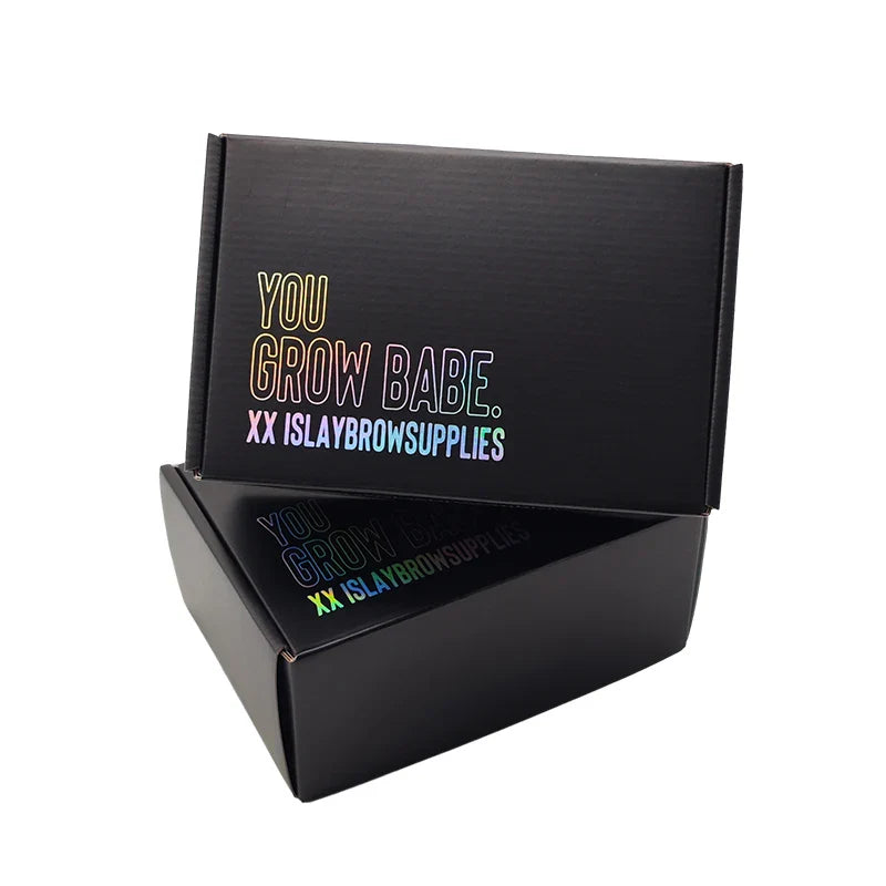 Custom Printed Logo Black Pink Foldable Corrugated Paper Express Packaging Shipping Mailer Boxes for Small Business With Logo