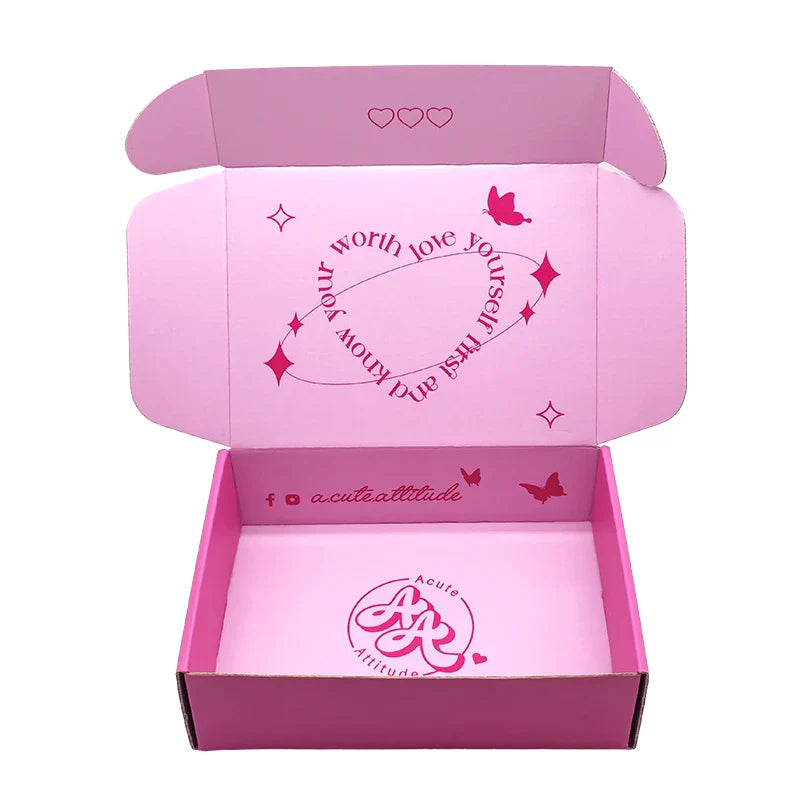 Custom Luxury Design Corrugated Paper Clothing Hot Pink Box Packaging Shipping Mailing Mailer Boxes for Packiging