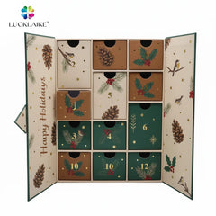 Custom 12 Days Cosmetic Makeup Jewelry Crystal Stone Eye Lashes Collection Box Christmas Countdown Advent Calendar Boxes