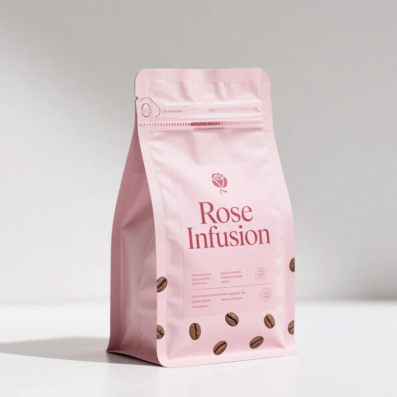 Label Plastic One Way Valve Roated Bean Flat Bottom Zipper Coffee Beans Bags With Valve and Zipper