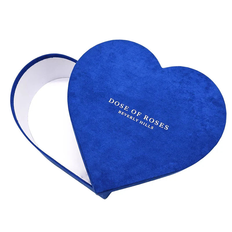 Wholesale Pink Red Blue Double Layer Custom Heart Shape Paper Gift Luxury Rose Flower Custom Heart Box for Valentine's Day