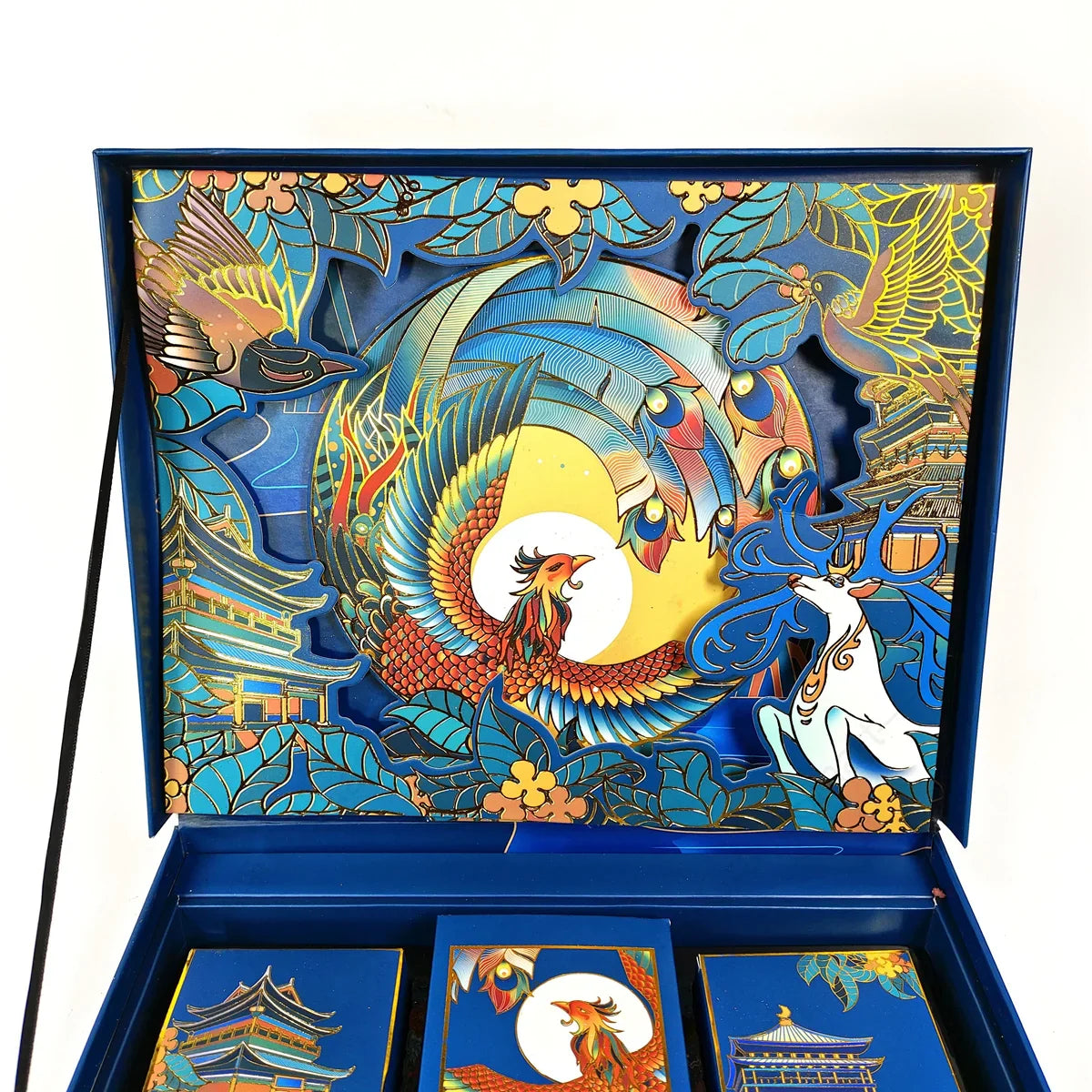 Customized Design Book Shaped Box With Ribbons Luxury Gift Boxes for Moon Cakes Packaging Food Wrapping With Cardboard Paper