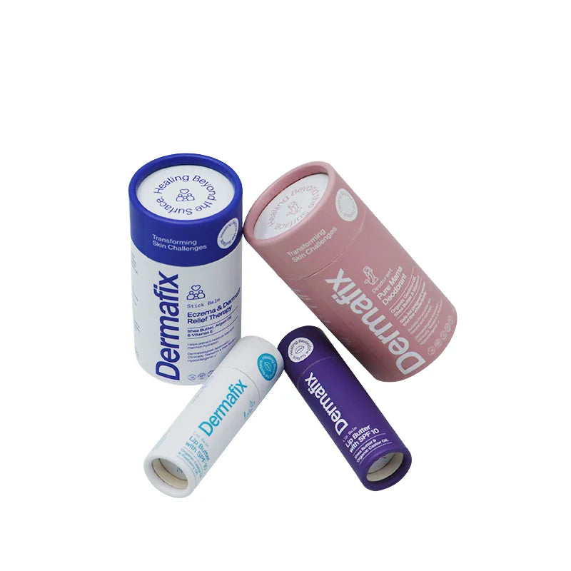 Biodegradable Cosmetic Cylinder Kraft Paper Tube Push-up Cardboard Packaging for Lip Balm Lipstick Perfume Essential Oil