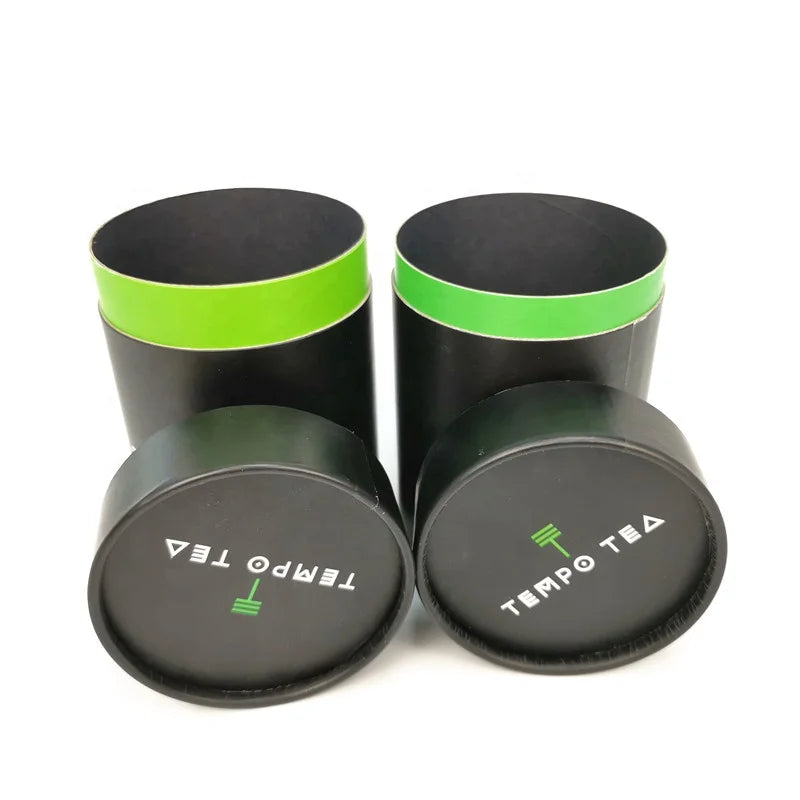 ECO Recycled Black Custom Printed Creative Round Mailing Packaging Paper Cardboard Tubes for Tea