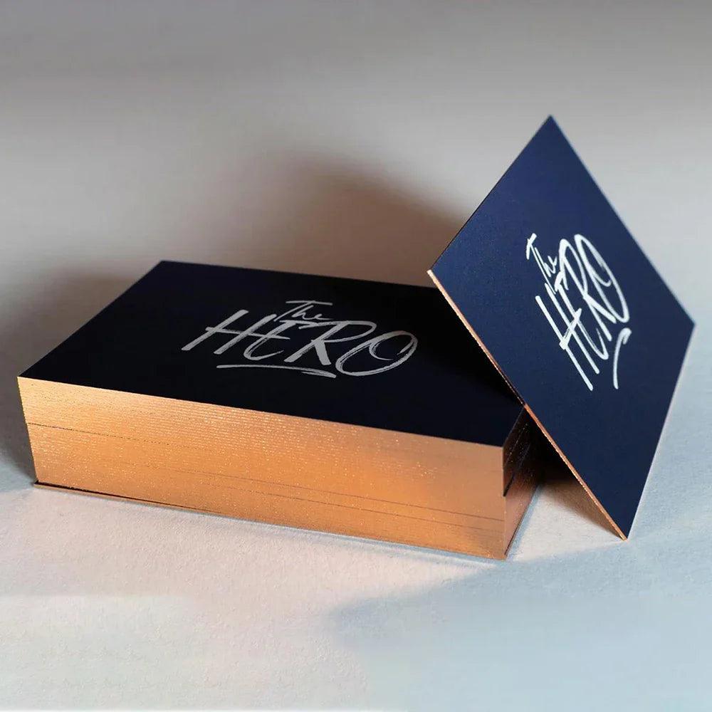 Custom Logo Luxury Black Gold Foil Edge Business Card Golden Border Name Card for Middle East Salon Spa Business