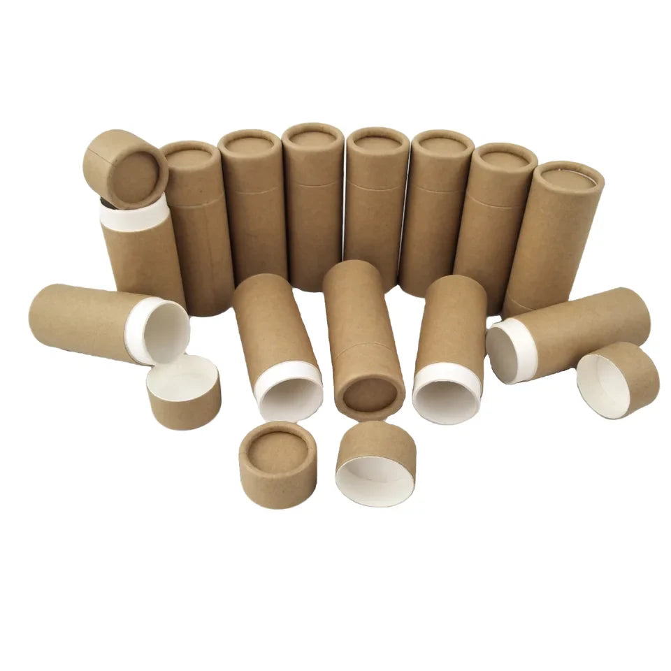 Custom Recyclable Eco Round Craft Kraft Paper Tube Packaging with UV Finish for Skincare Perfume Tea and Gifts