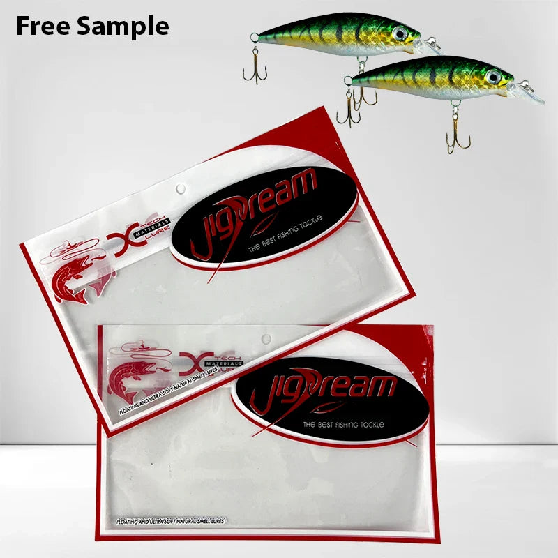 Soft Baits Plastic 3-Side Seal Packaging Micro Trout Bait Seal for Lure Zipper Bags With Hanging Hole