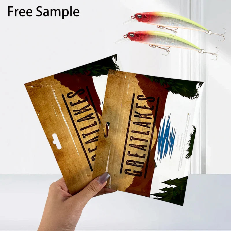 Bolsas Fishing Bait Lure Packaging Bags With Euro Hole Micro Trout Bait Emballage Poisson Rapala Packaging Bags