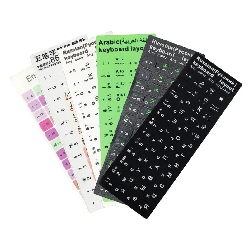 Laptop Keyboard Stickers Custom Language Azerty Keyboard Letter Stickers Spanish Arabic French PC Universal Keyboard Stickers