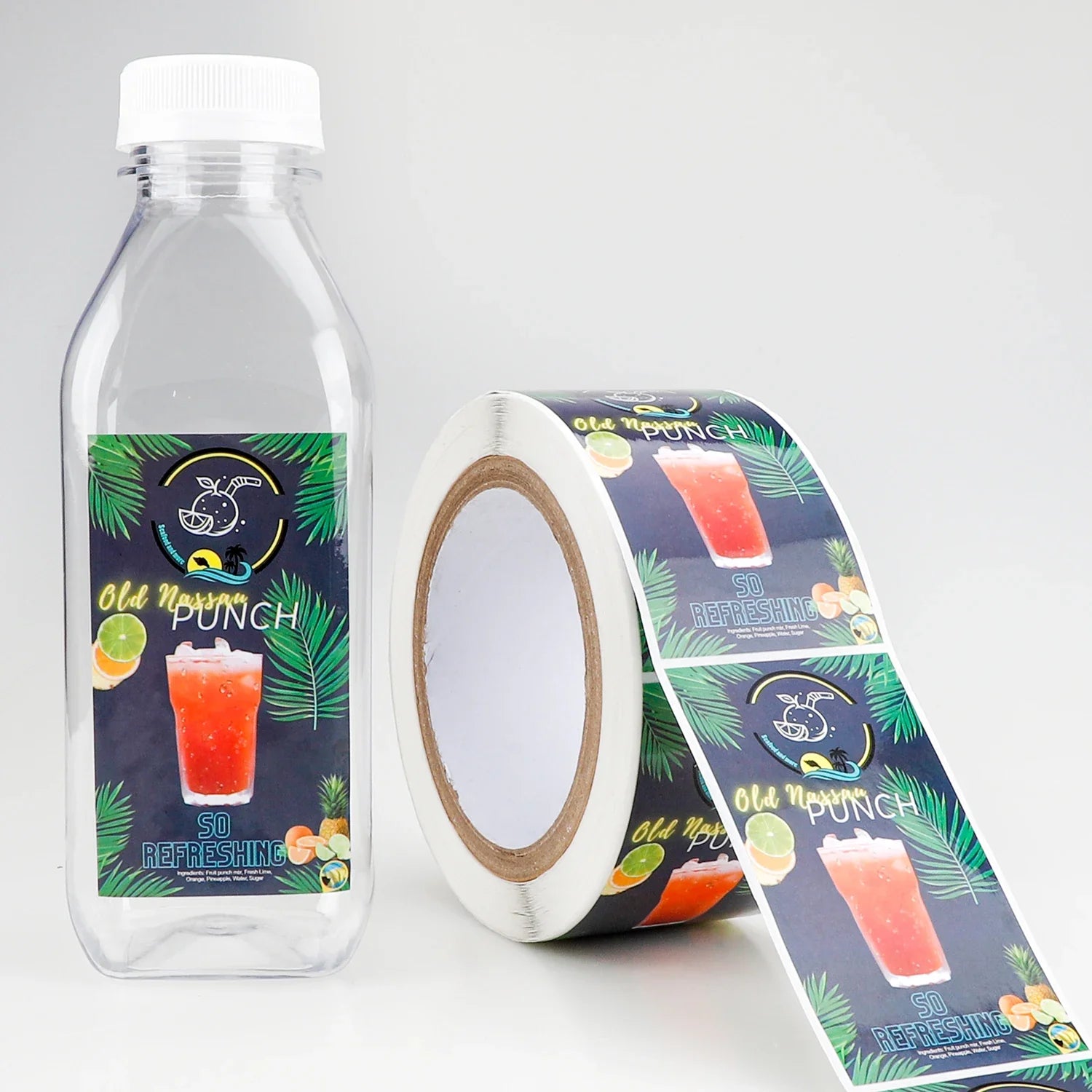 Personalized Drink Label Sticker Waterproof Customized Roll Printing Vinyl Bopp Beverage Juice Bottle with Labels for Bottle
