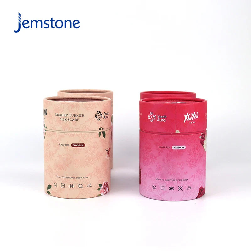 Printed Eco-Friendly Round Clothing Scarves Paper Tube Luxury Kraft Cardboard Cylinder Packaging