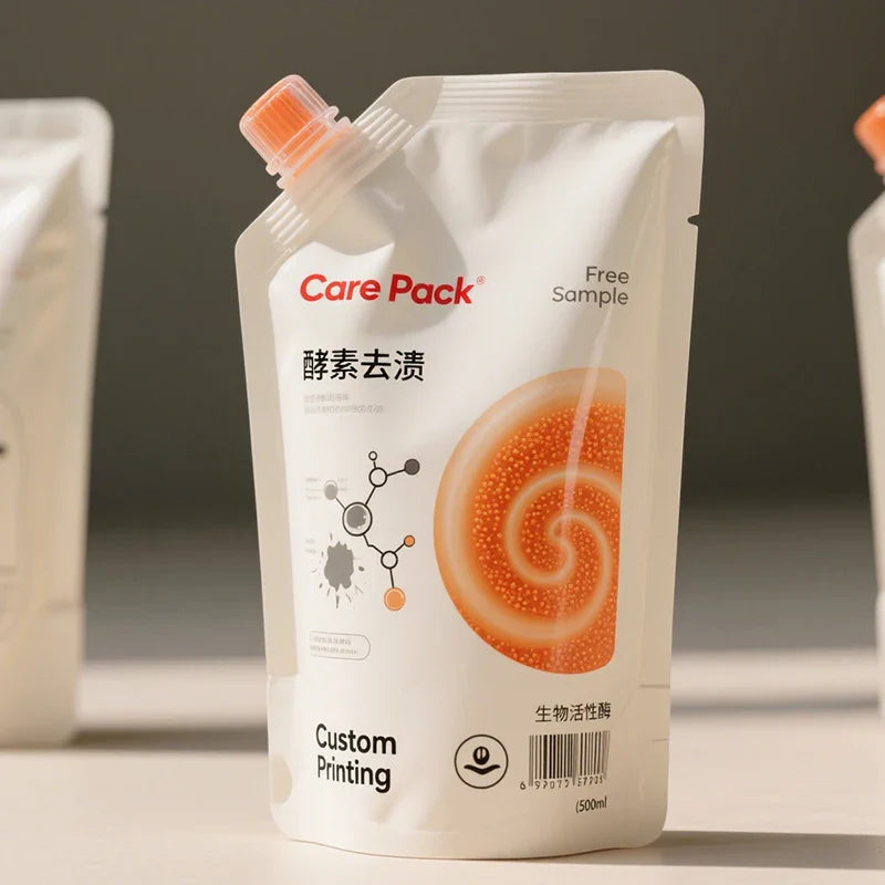 Custom 90g/140g High Barrier Stand up Laundry Self-sealing Mouth Care Disinfection Spout Pouch Liquid Packaging Bag
