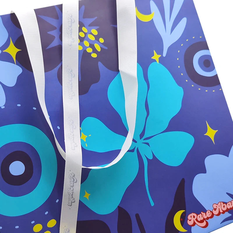 Customized Branded White Craft Sacs En Papier Gift Packaging Bolsas De Papel Shopping Paper Bags with logo Ribbon Handle
