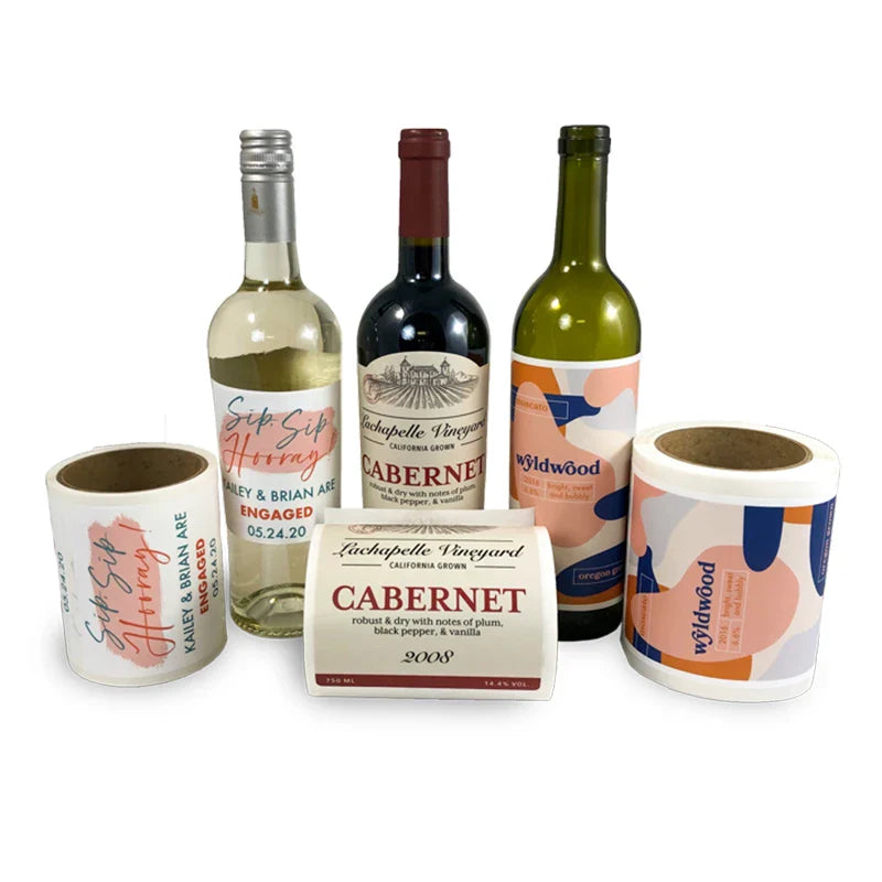 Personalized Custom Private Brand Logo Print Embossment Gold Foil Stamping Wine Label Spot UV Texture Paper Whisky Bottle Label