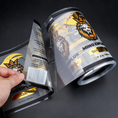 Customized Clear Backing Bopp Viny Gold Foil Logo Printing Shampoo Sticker Roll Label for Hair Oil Bottles With Custom Label