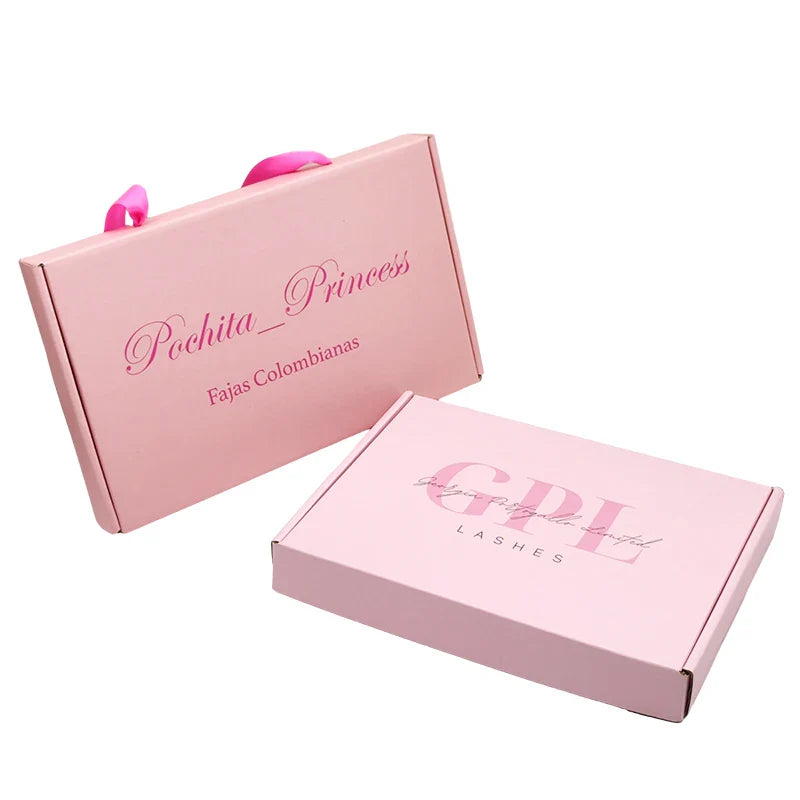 Custom Gold Foil White Corrugated Paper Shipping Lipgloss Package Emballage Carton Mailer Box with Sticker Mailier Pouch Bag