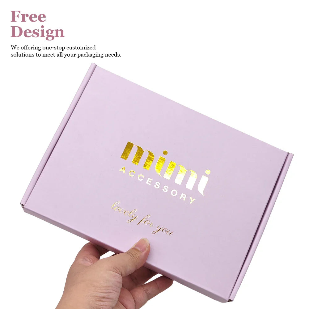 Custom Corrugated Mailer Cardboard Hot Stamping Pink Shipping Boxes for Clothing Shoe Perfume Packaging Paper Boxes for Business