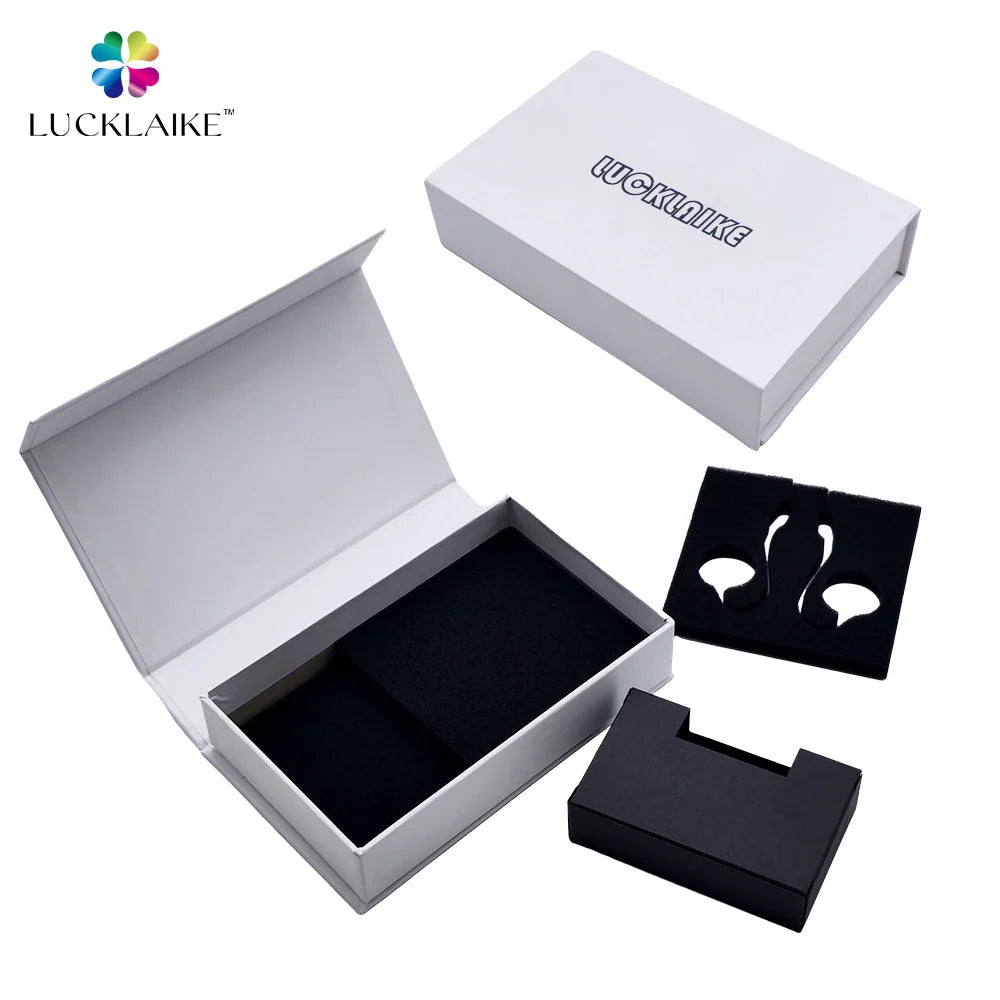Custom Printed Rigid Cardboard Rigid Flip Paper Boxes Packing Electronic Wireless Earphone Magnetic Closure Blue Packaging Box