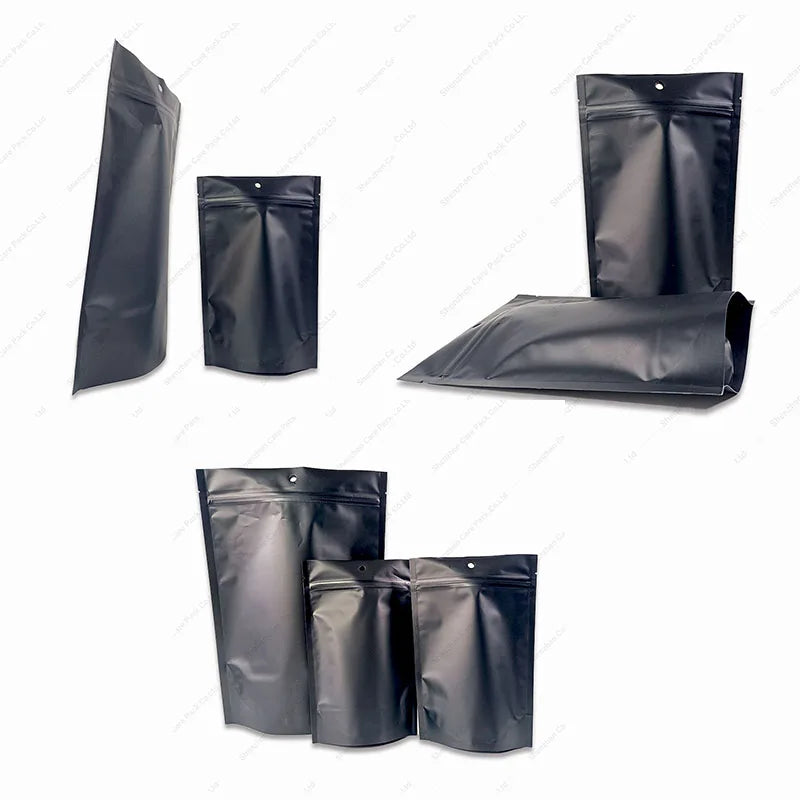 Reusable Ziplock Die Cut Nut Cashew Plastic Flexible Laminated Pouch Black Mylar Bags for Pet Food No Print Reusable Packing