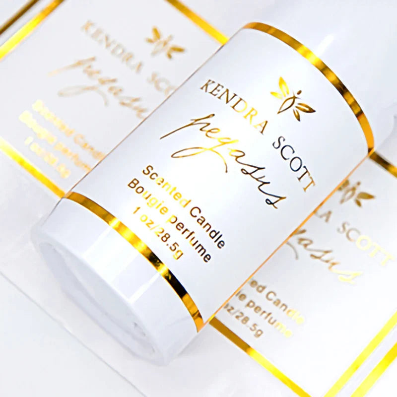 Custom Gold Foil Embossed Candle Label Logo Hot Stamping Transparent Clear Stickers Waterproof Pvc Vinyl Candle Jar Labels