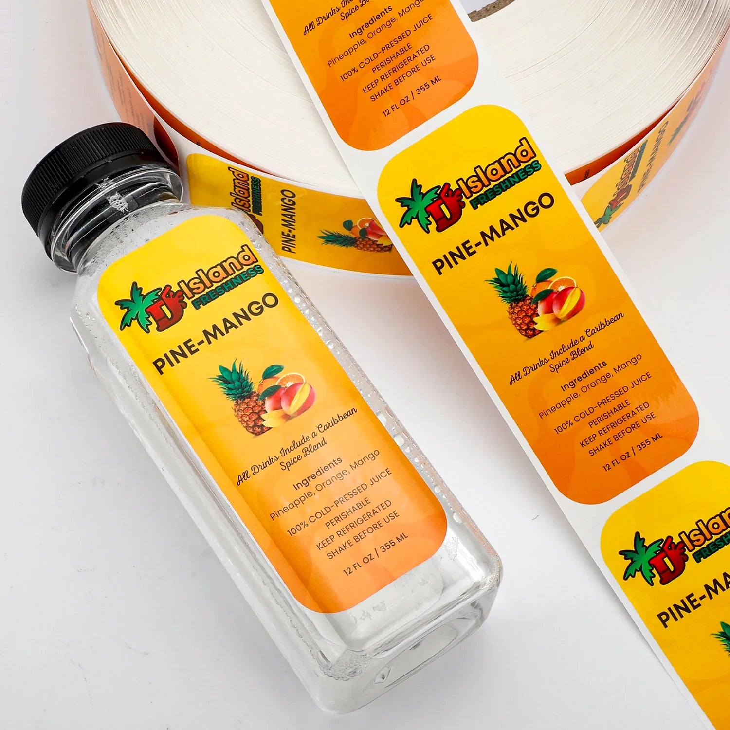 Personalized Drink Label Sticker Waterproof Customized Roll Printing Vinyl Bopp Beverage Juice Bottle with Labels for Bottle