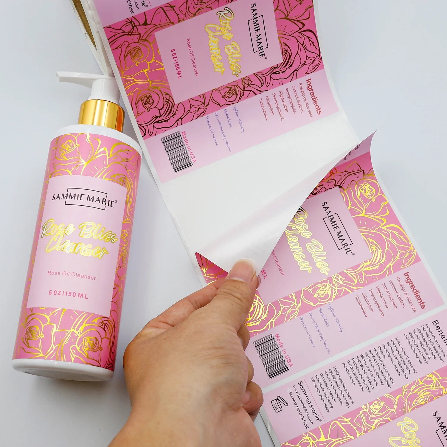 Waterproof Custom Printing Adhesive Vinyl Gold Foil Logo Sticker Label Printing and Design Services Labels for Bottles Packaging