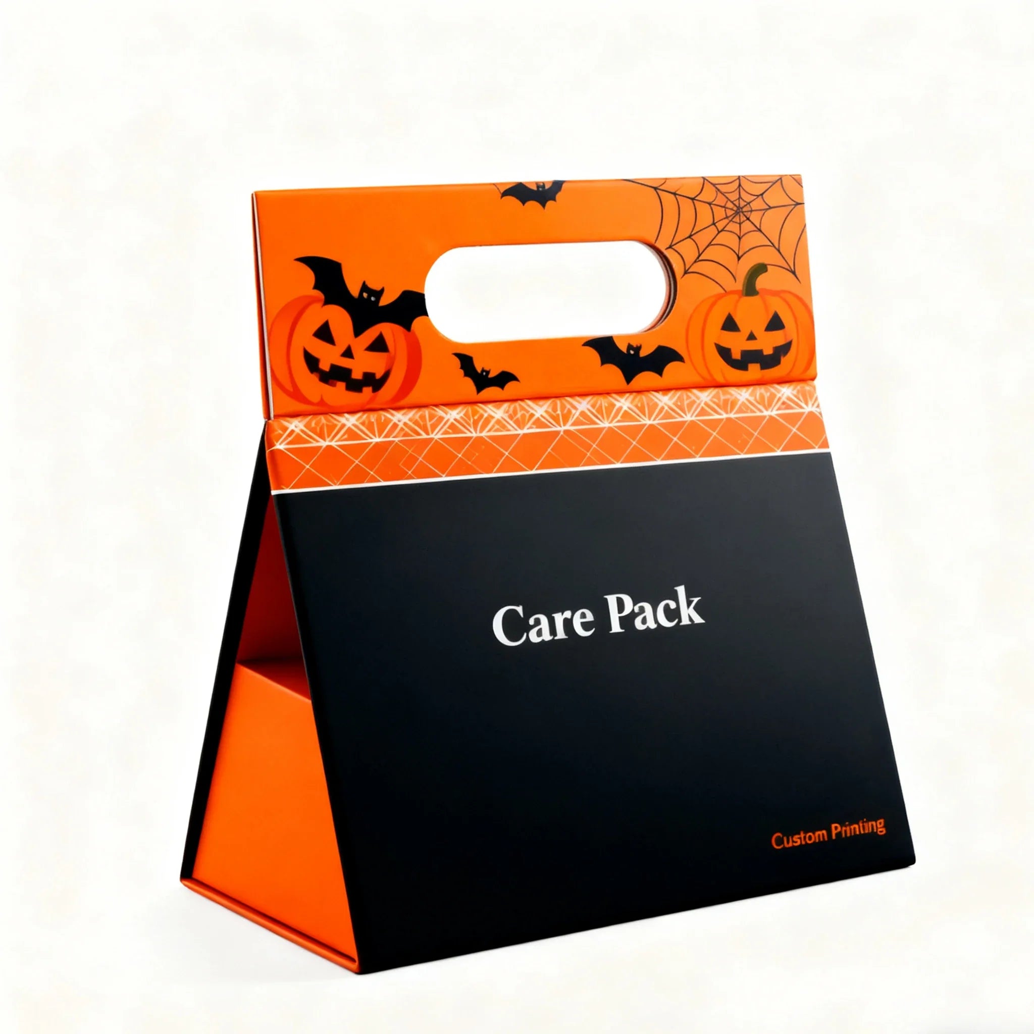 Personalized Halloween Textured Cardboard Handmade Foldable Collapsible Triangular Gift Perfume Box With Handle