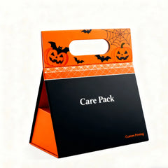 Personalized Halloween Textured Cardboard Handmade Foldable Collapsible Triangular Gift Perfume Box With Handle