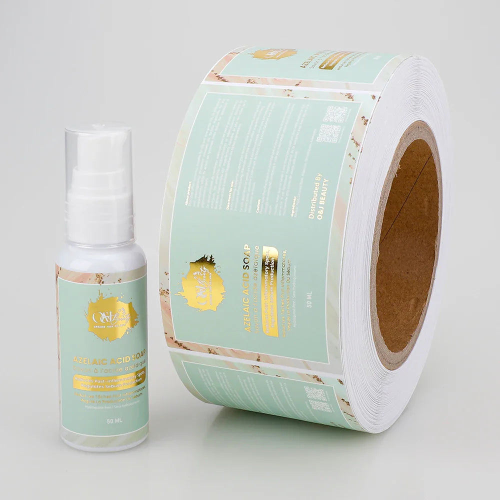 Waterproof Luxury Packaging Bottle Roll Labels for Food Cosmetic Custom Set Logo Adhesive Bottle Label Stickers and Box