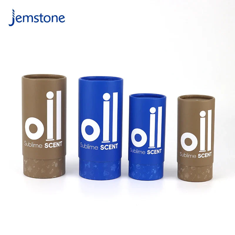 Printed logo Kraft Skincare Perfume Essential Oil Bottle Cylinder Packaging Box Cosmetic Round Push up Cardboard Tube Packaging