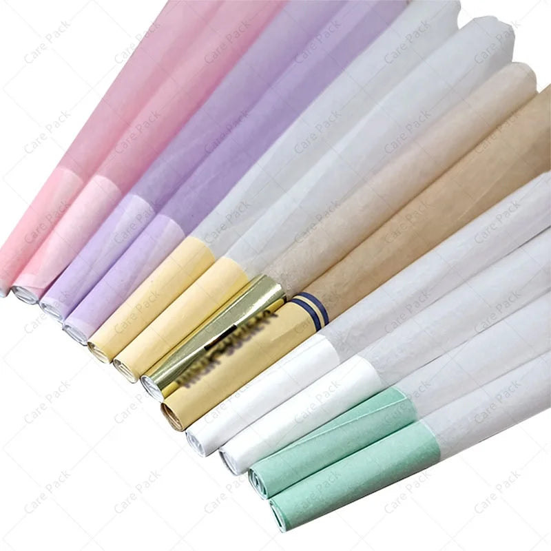 100% Organic Custom Logo Pre 1 1/4 Rolling Smell Child Proof  Natural Brown Raw Papers Cones Rizlas Rolls Wraps with Tips