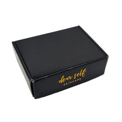 Customized Gold Foil logo Glossy Black Makeup Skin Care Gift Sets Packing Storage Private Label Paper Shipping Box for Packiging