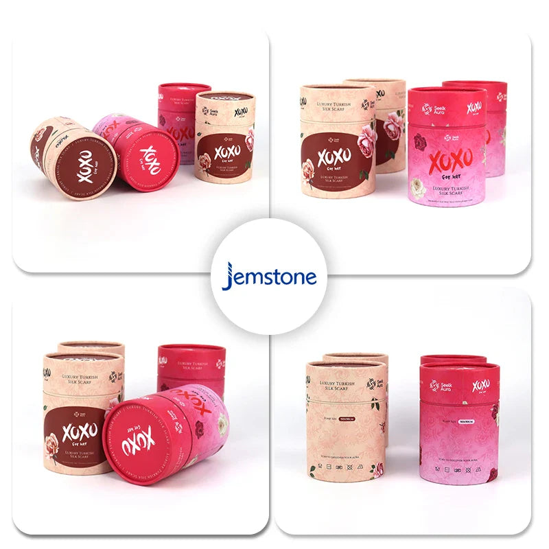 Printed Eco-Friendly Round Clothing Scarves Paper Tube Luxury Kraft Cardboard Cylinder Packaging