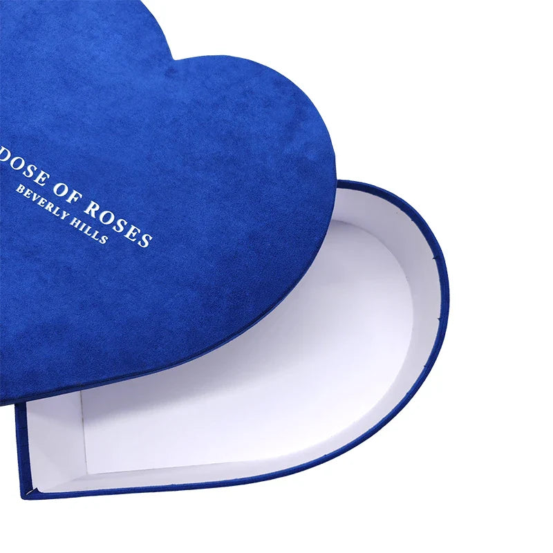 Wholesale Pink Red Blue Double Layer Custom Heart Shape Paper Gift Luxury Rose Flower Custom Heart Box for Valentine's Day