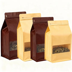Kraft Paper Coffee Bags With Sustainable 250g 500g 1KG Dried Flat Bottom Doypack PLA Craft Pouches for Tea