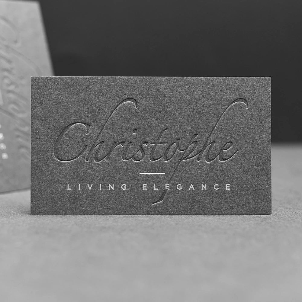Custom Luxury Embossed Logo Textured Cotton Business Card With Gold Foil Business Thank You Card for Small Business